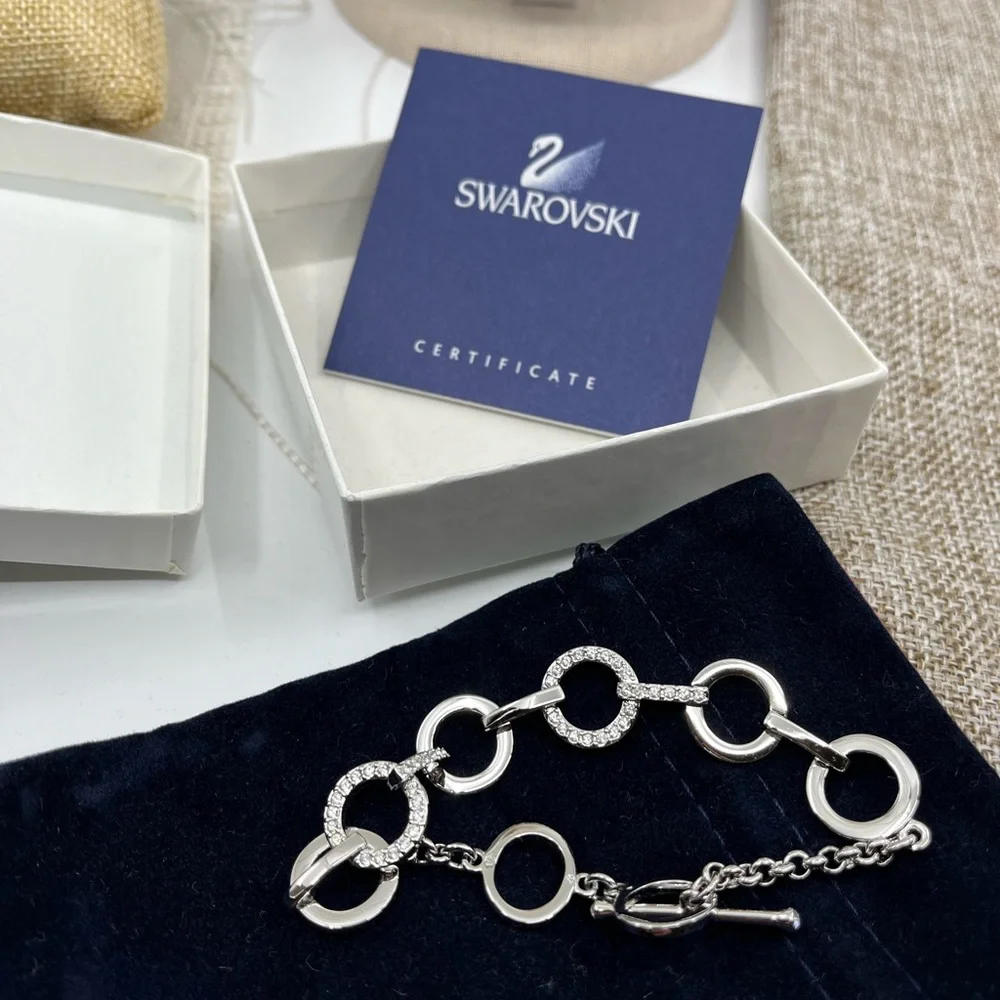 Genuine Vintage Swarovski Crystal Link Bracelet 8" Adjustable - Picture 11 of 16